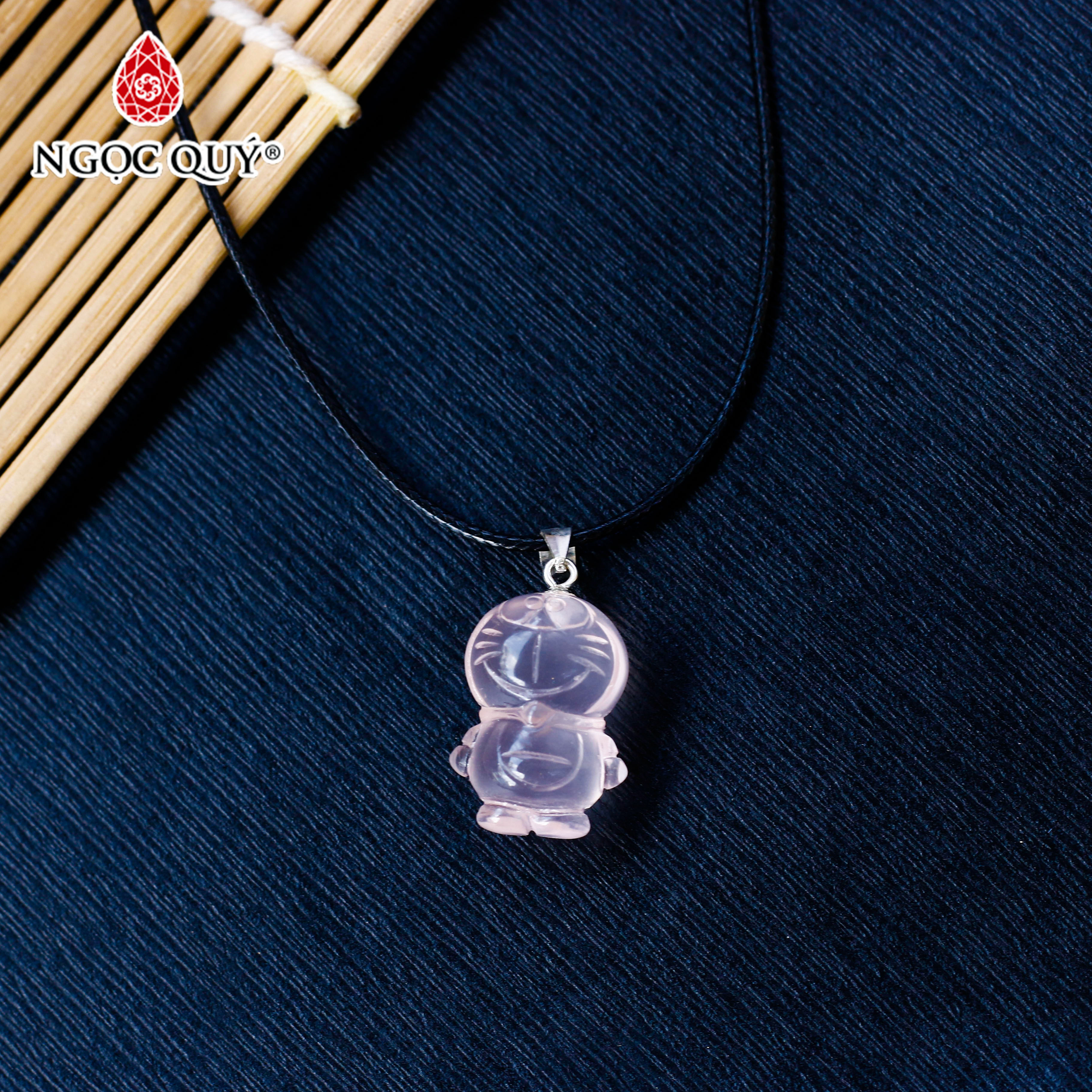 Mặt dây chuyền đoraemon pha lê hồng cao cấp - Ngọc Quý Gemstones