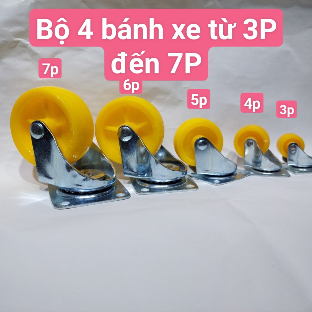 4 bánh xe đẩy hàng từ 3p - 4p - 5p - 6p - 7p loại tốt bánh xe không khoá bánh xe vàng đẩy hàng xoay chịu lực bánh xe đẩy, bánh xe nhựa, bánh xe chịu lực, bánh xe đẩy, bánh xe