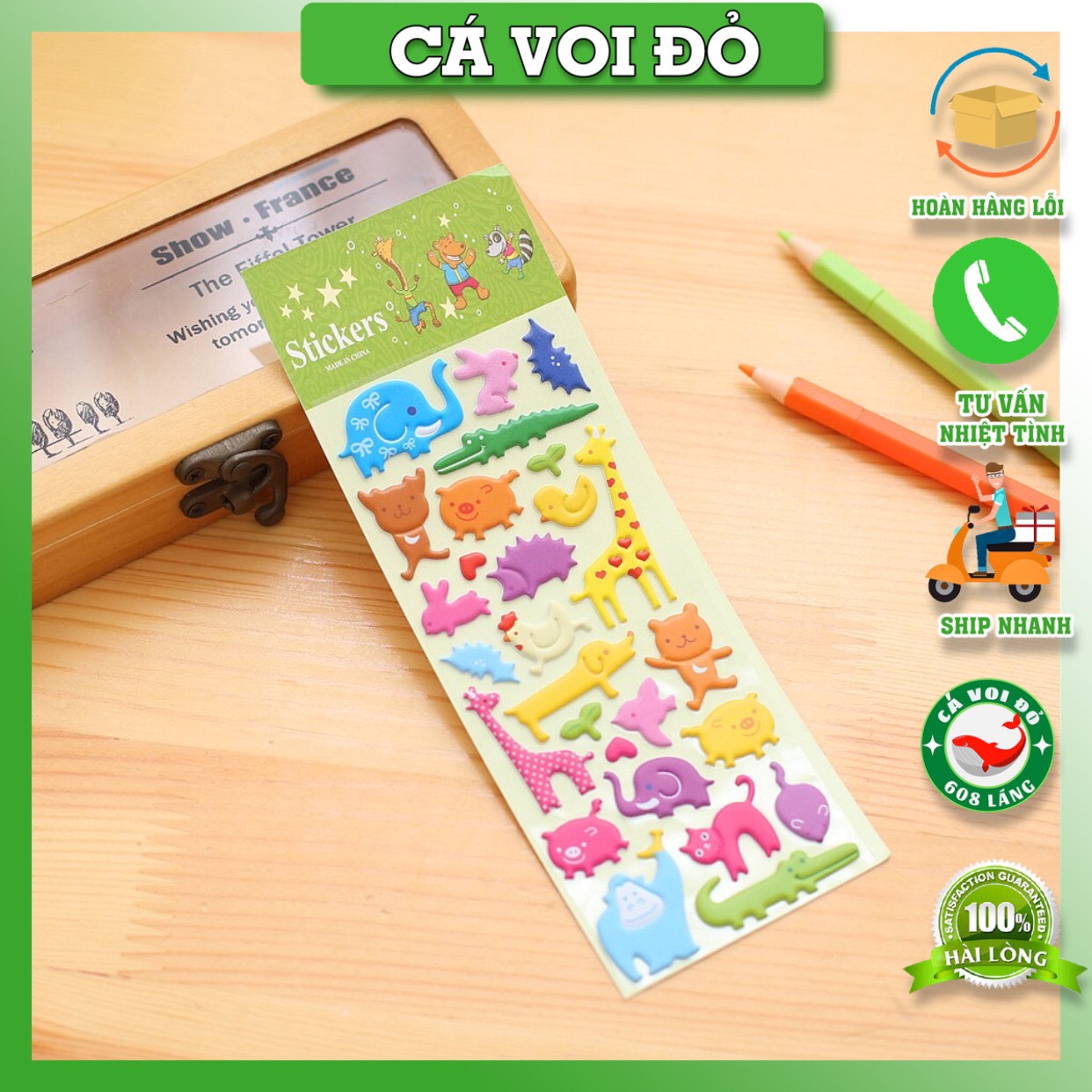 Sticker hình dán hoạt hình nổi 3D cho bé