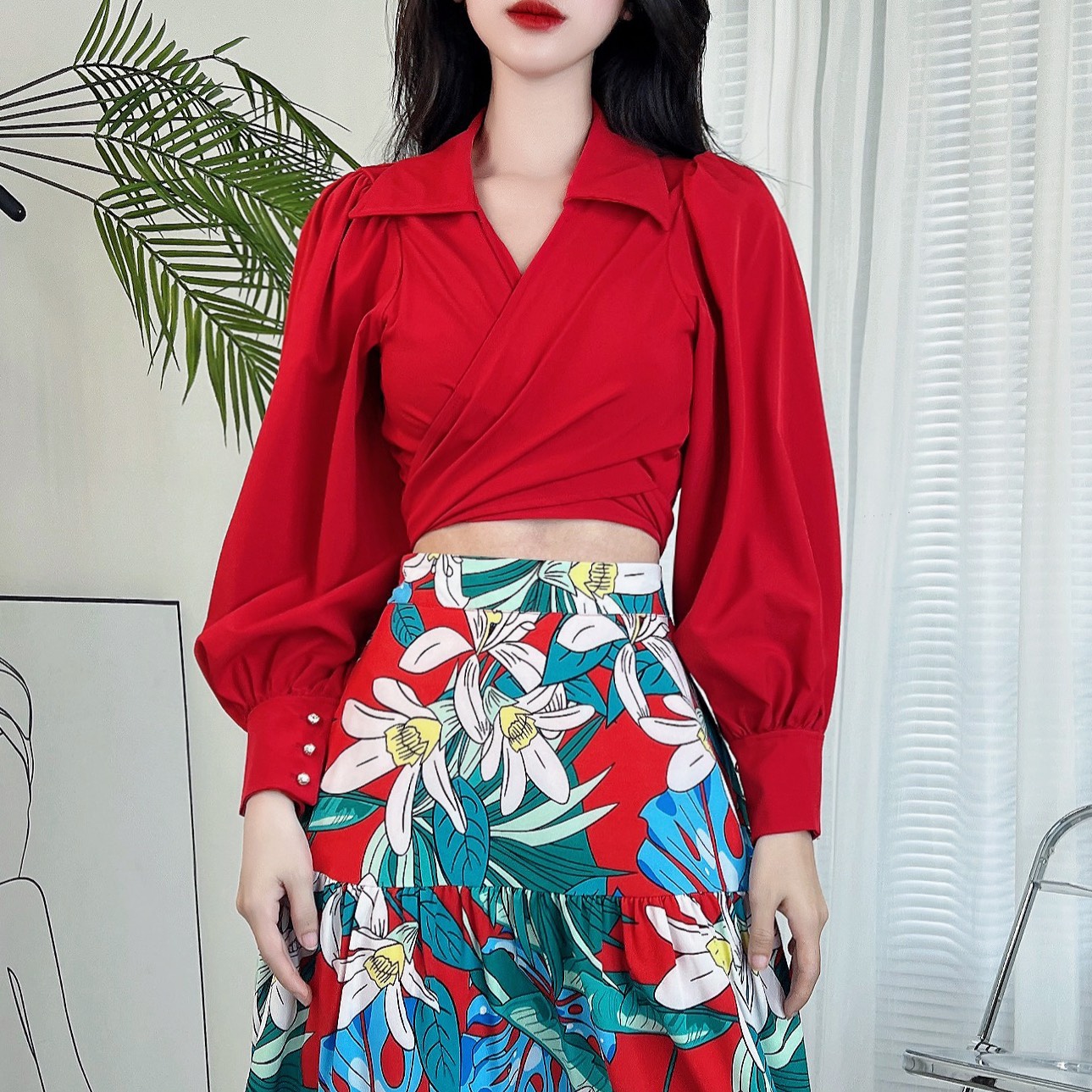 Áo sơ mi đắp chéo MIMIX đa phong cách BF2110