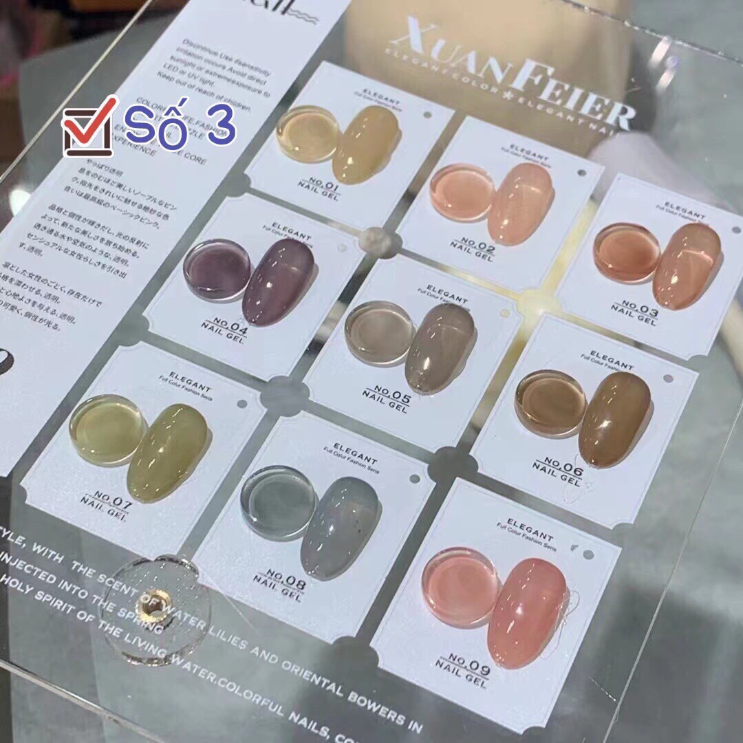 Set sơn 03 gel thạch 9 màu Very Good Nail chính hãng 15ml  tặng kèm bảng