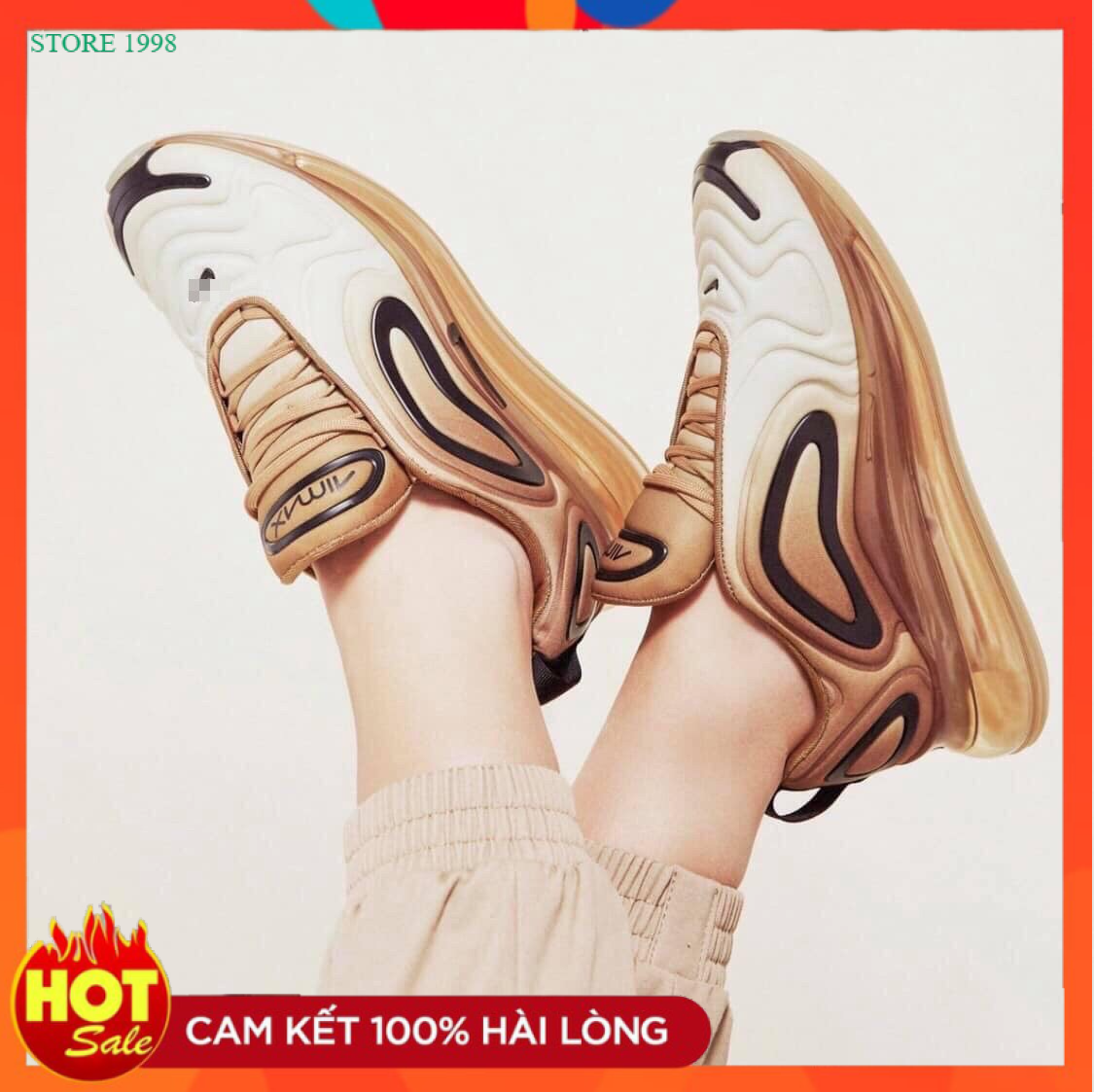 Giày sneaker nam nữ max 720 vàng nâu