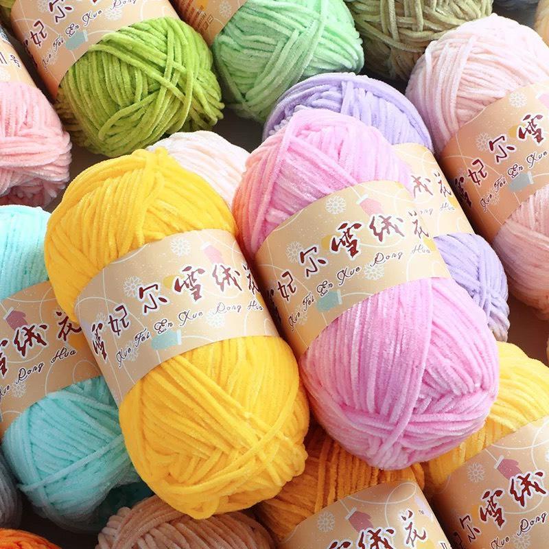 Len nhung 2mm chuyên móc thú bông cuộn 40g