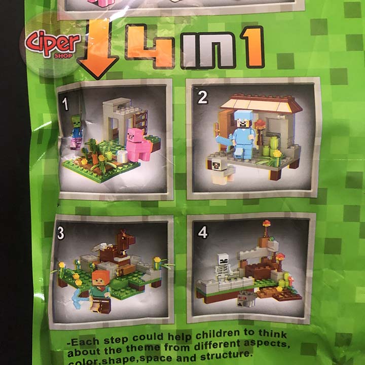 Mô hình lắp ráp minecraft - Mô hình lắp ráp 4in1 390 chi tiết