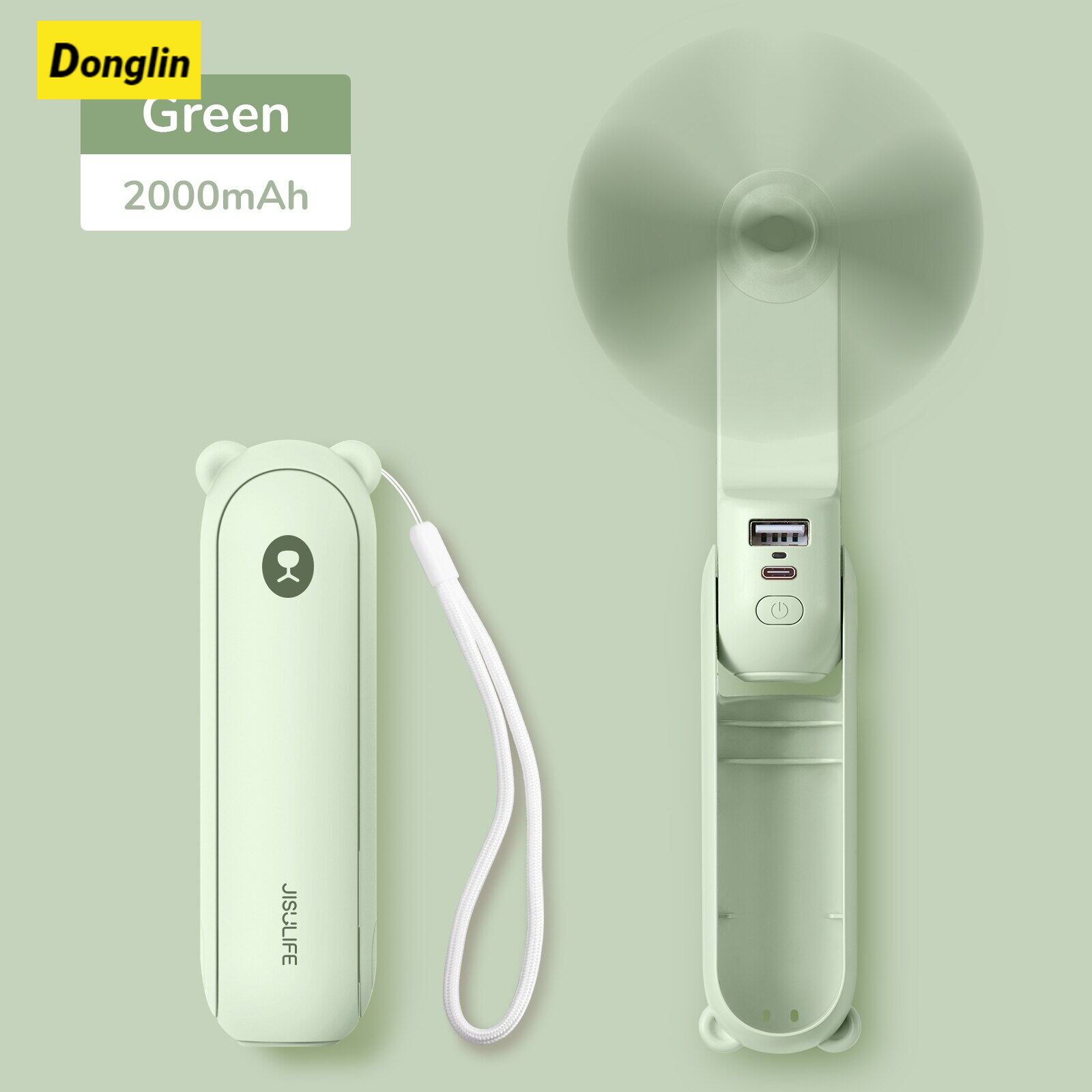 Donglin quạt điện cầm tay mini sạc usb 4800mah quạt cầm tay bỏ túi nhỏ có đèn pin power bank tính năng