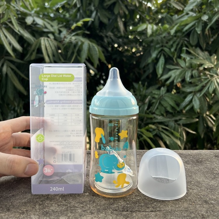 [ chọn núm S,M,L,LL] - Bình sữa cổ rộng PPSU Babuu 90ml/120ml/160ml/240ml/300ml (quà tặng hấp dẫn)
