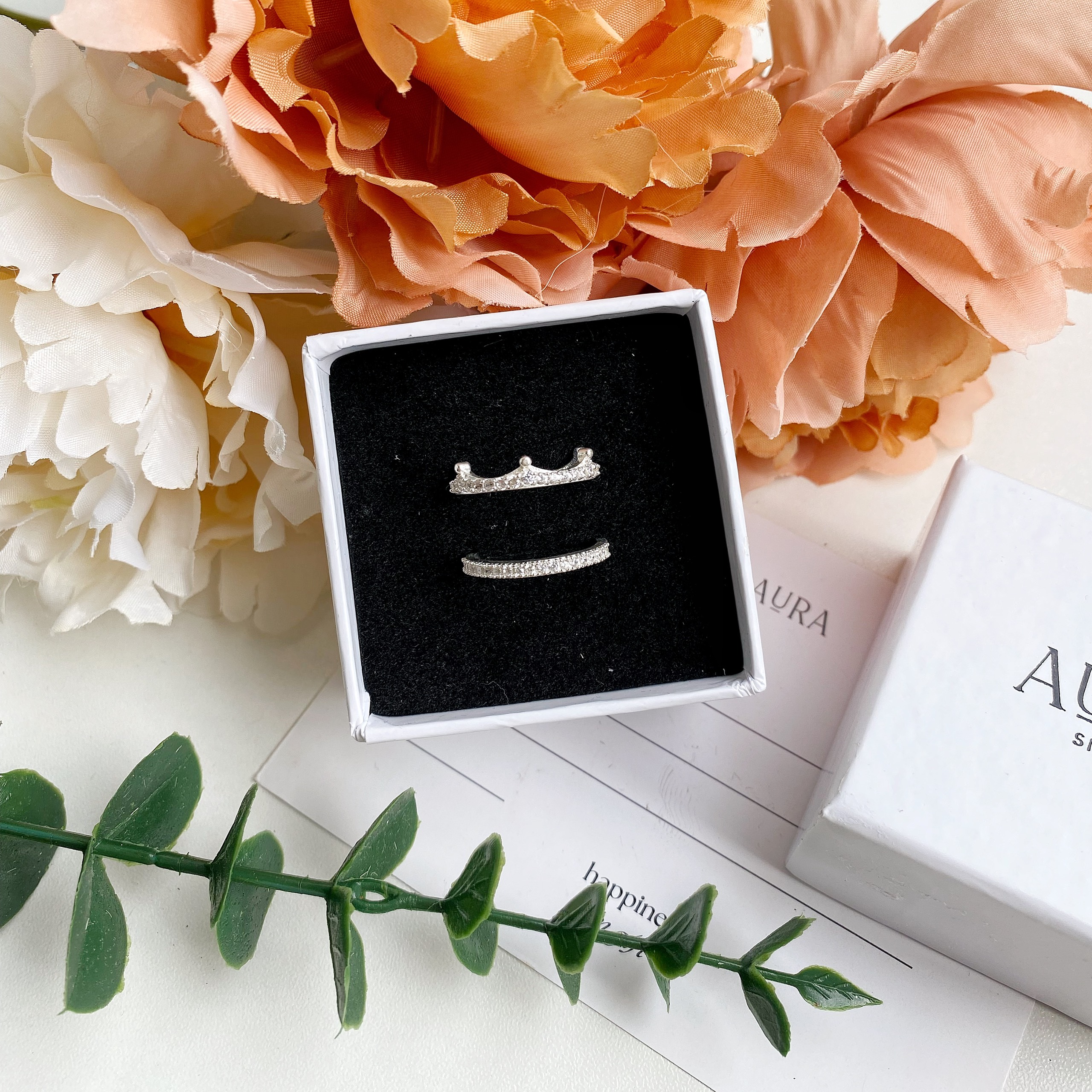 Set nhẫn bạc bạn thân gồm 2 chiếc Aura Silver