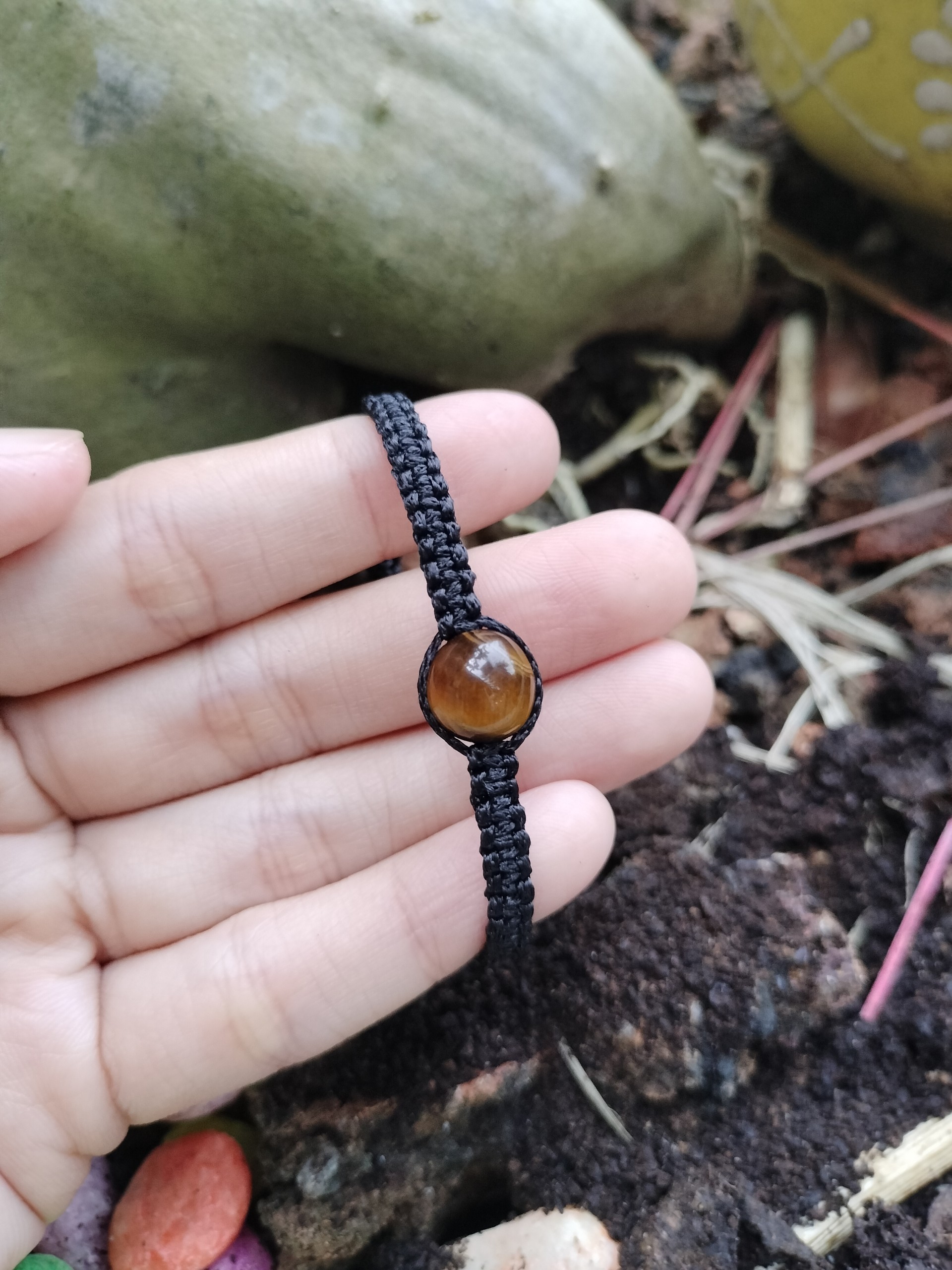 [Mệnh Kim + Mệnh Thổ] Vòng tay tết dây đá mắt hổ