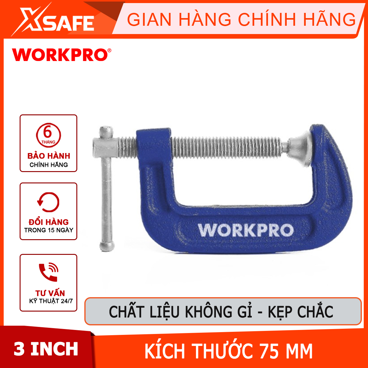3 inch 75mm c-shape workpro-wp232018