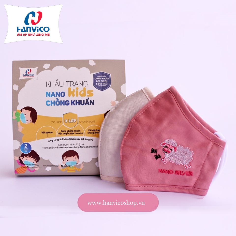 Combo 2 khấu trang Nano bạc kháng khuẩn trẻ em