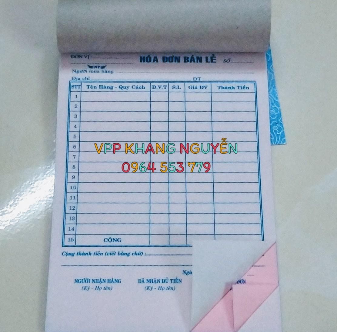 Hóa Đơn Bán Lẻ 2 Liên 50 Bộ Khổ 13x19cm Lốc 10 Quyển