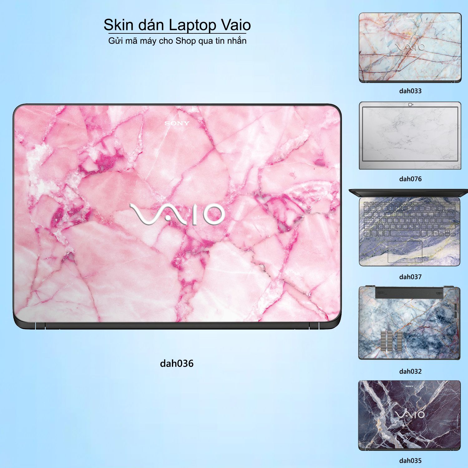 Decal Skin dán Laptop VAIO mẫu vân đá (inbox mã máy cho shop)