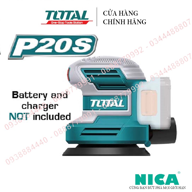 Máy chà nhám tròn dùng pin total trosli2001 máy chà nhám cầm tay pin 20v - không kèm theo pin sạc - chính hãng