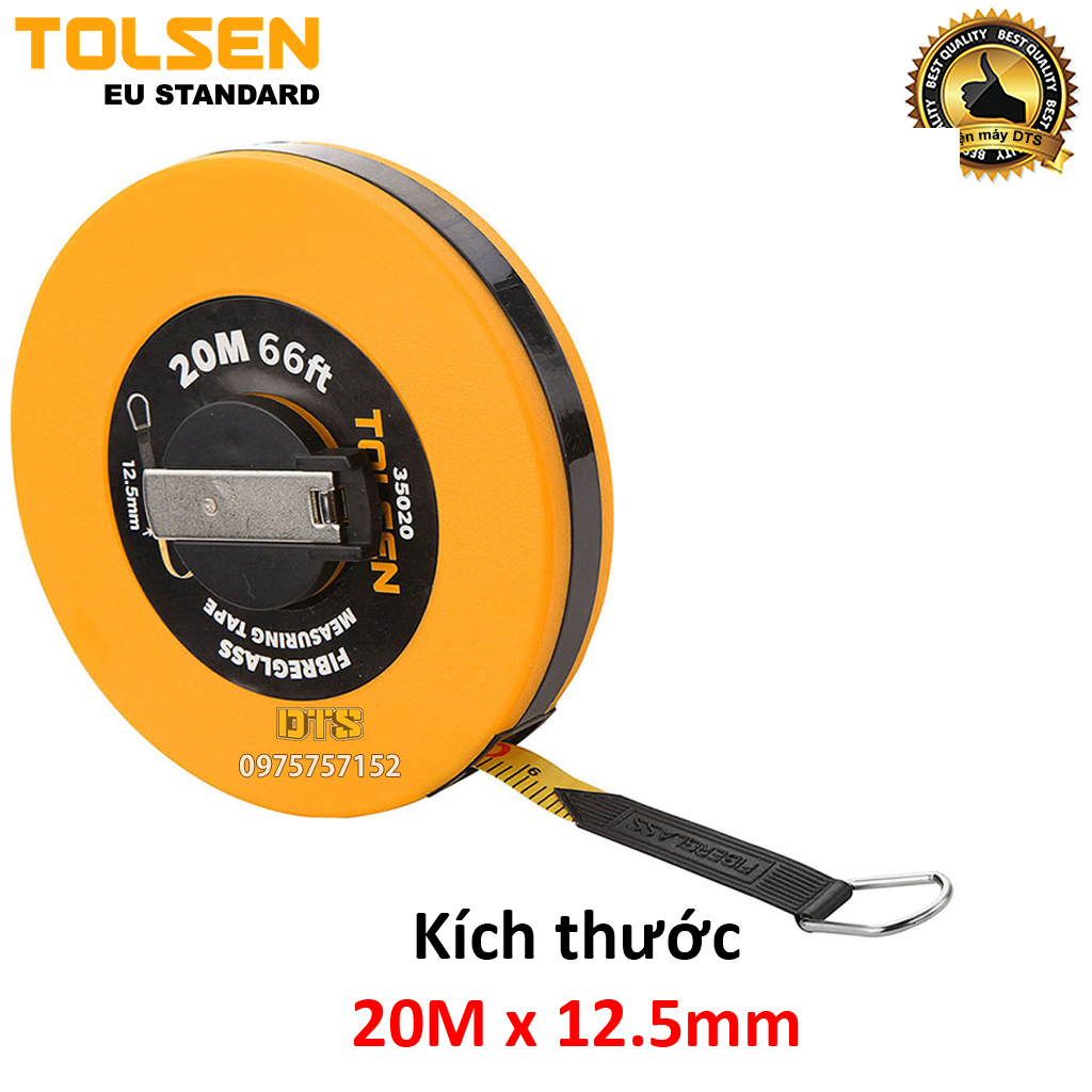 Thước dây cuộn công nghiệp sợi thuỷ tinh TOLSEN, thước cuốn đa năng tốc độ cuốn nhanh, thước cuộn dây vỏ nhựa ABS bọc cao su siêu bền, thước dây vải, thước cuộn thuỷ tinh tiêu chuẩn xuất khẩu Châu Âu
