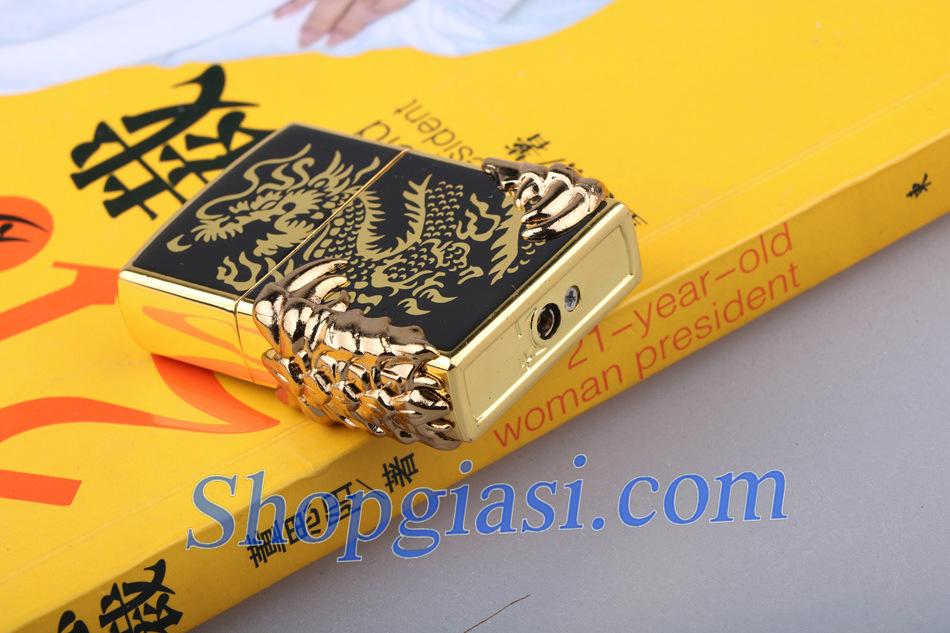 Bật Lửa KHÒ TIA Rồng Đen Vàng