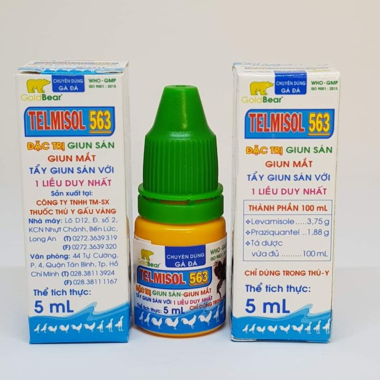 TELMISOL 563 tẩy sán mắt cho gia cầm