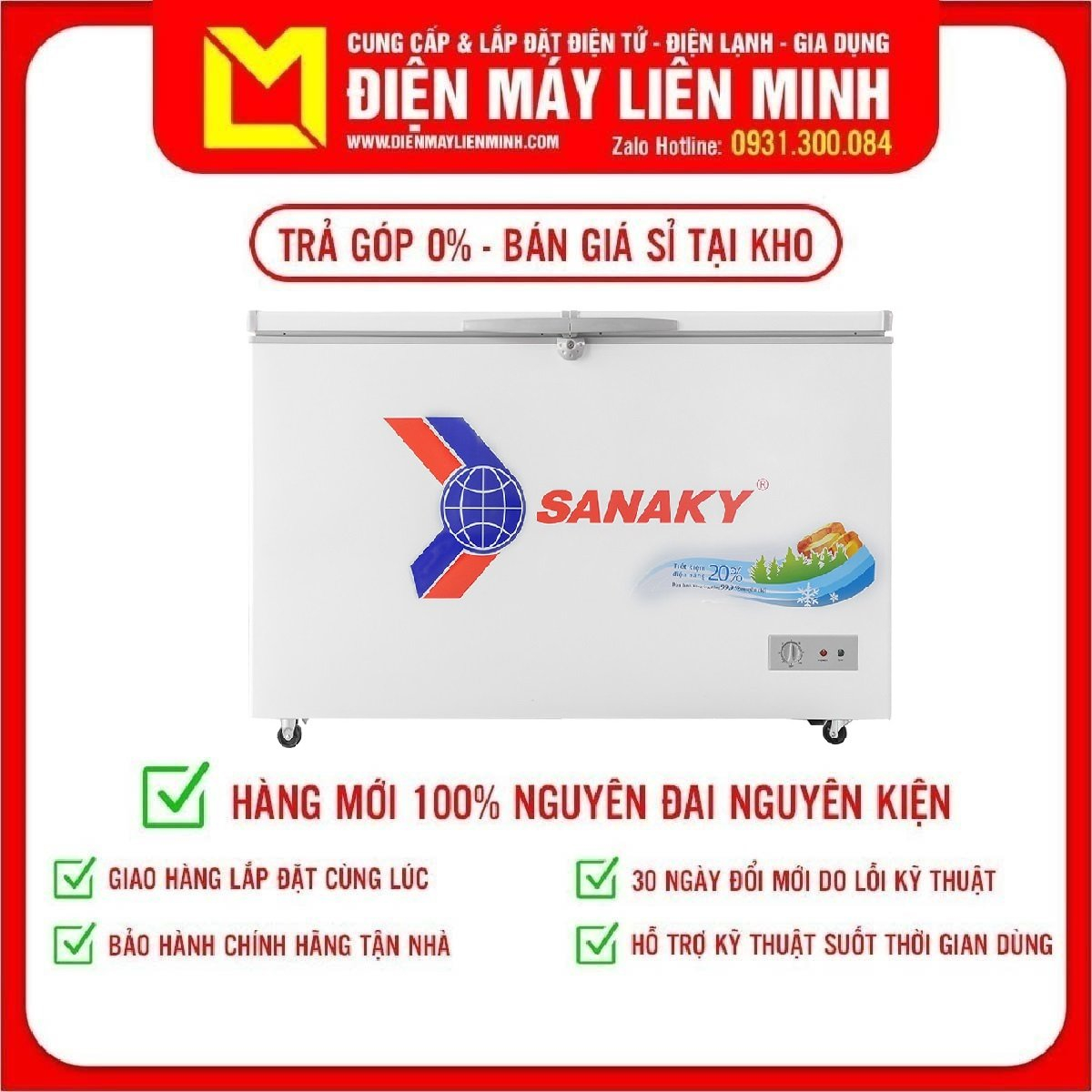 [HCM]TRẢ GÓP 0% - Tủ đông Inverter Sanaky VH-4099A3 305 lít - Miễn phí vận chuyển HCM