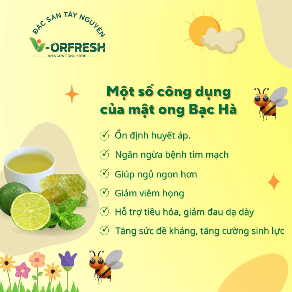 Mật Ong Hoa Bạc Hà V-ORFRESH 250/500/1000ml