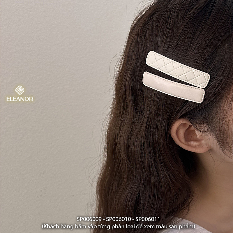 Kẹp tóc nữ Eleanor Accessories kẹp tóc mái bọc da trơn basic phụ kiện tóc 6009