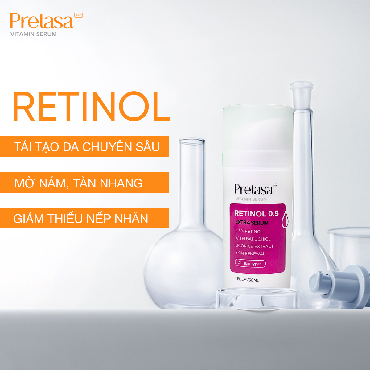 Retinol Pretasa 0.5% Serum 30ml [Chính Hãng]