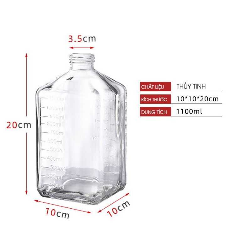 Bình Bơm Siro Nước Đường Thuỷ Tinh 1100ml (Đã bao gồm Vòi 10ml)