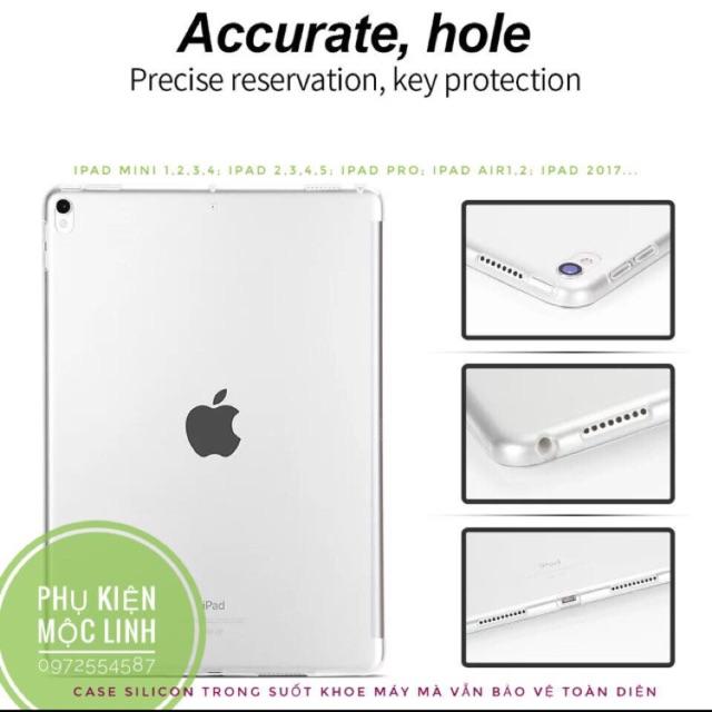 Ốp lưng dẻo trong silicon ipad mini 1 2 3 4 ipad 2 3 4 air 1 air 2 pro 9.7 9.7 2017