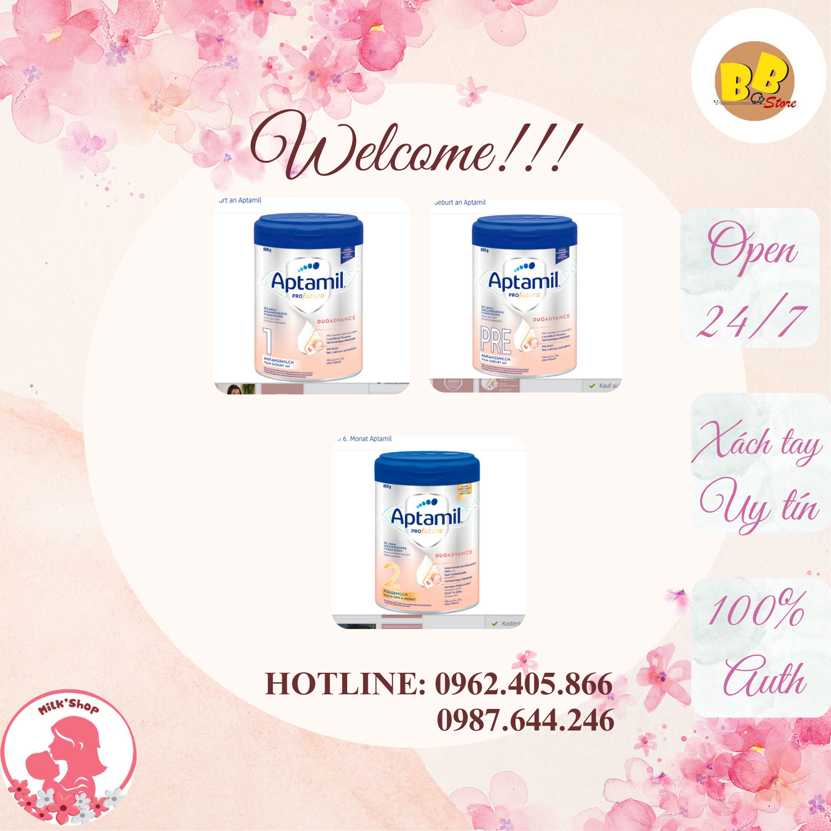 Sữa Aptamil bạc Đức số 1 2 Pre