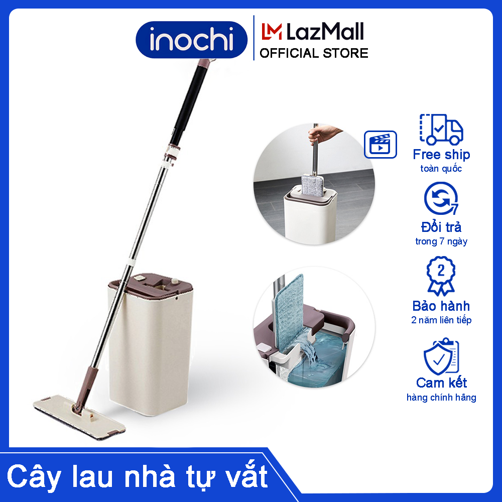 Bộ cây lau nhà tự vắt MOP-Z9 inochi cao cấp cây chổi lau nhà tự vắt có kèm thùng