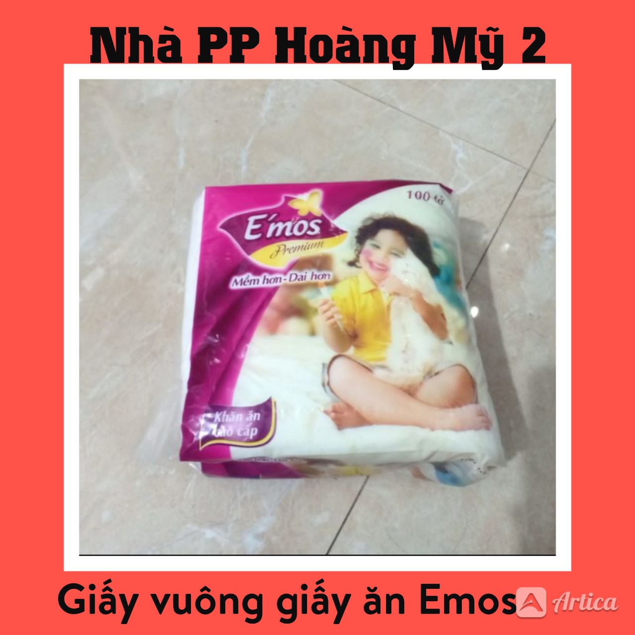 1 gói giấy vuông hiệu e mos loại 100 tờ mềm hơn và dai hơn