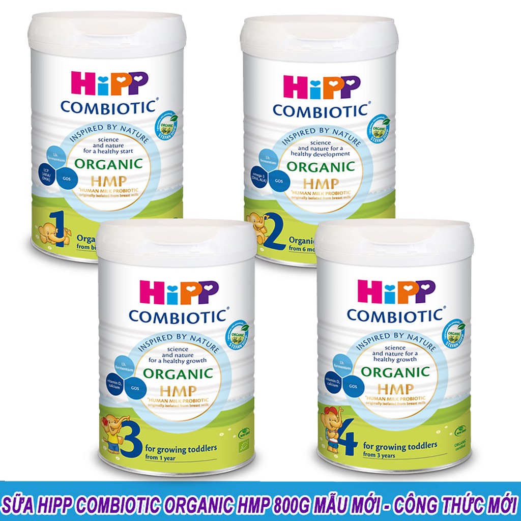 Sữa HiPP COMBIOTIC ORGANIC HMP Số 1, 2, 3, 4 Lon 800G