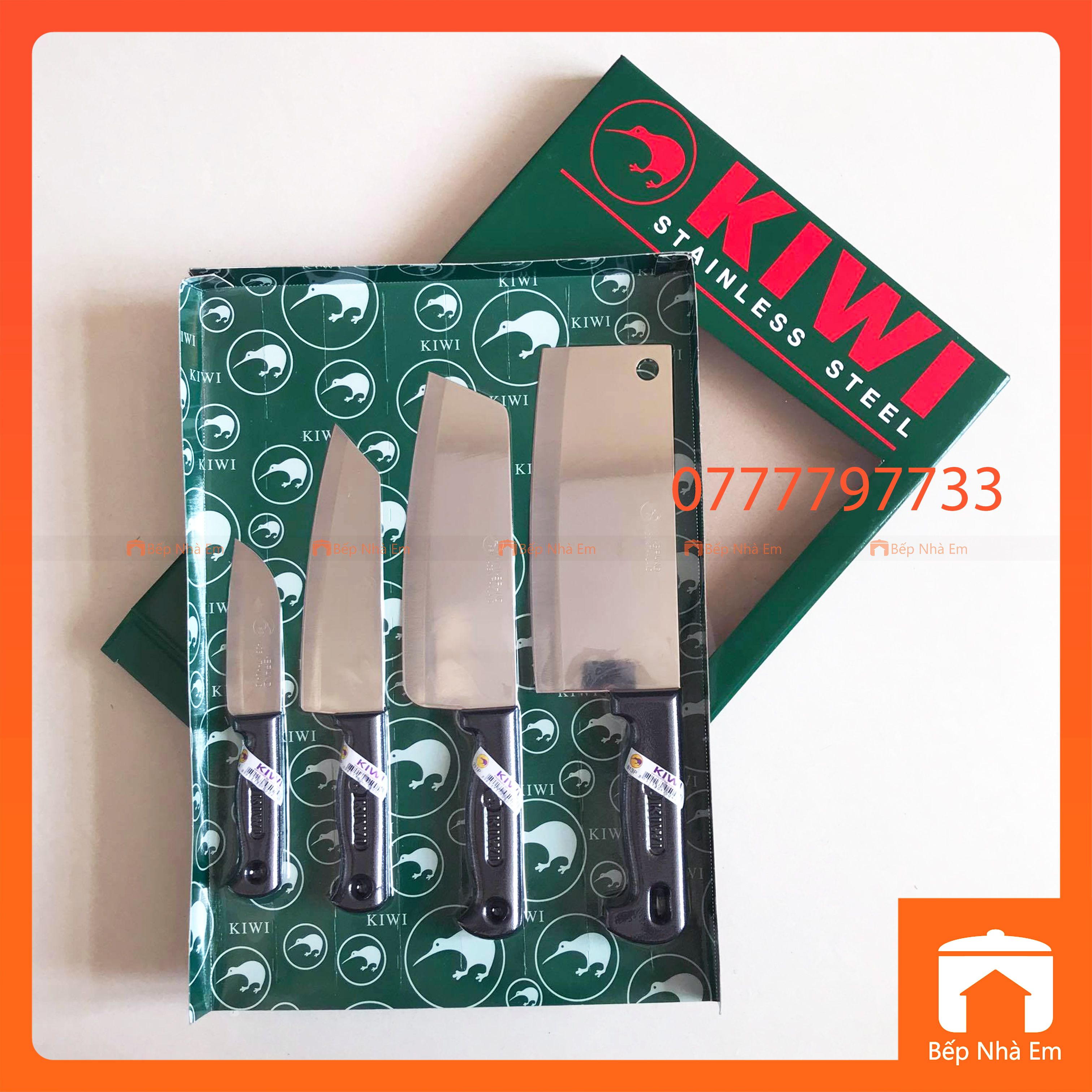 Bộ Dao Thái Lan Cán Nhựa Kiwi 4 Món - Hàng Nhập Khẩu Thái Lan