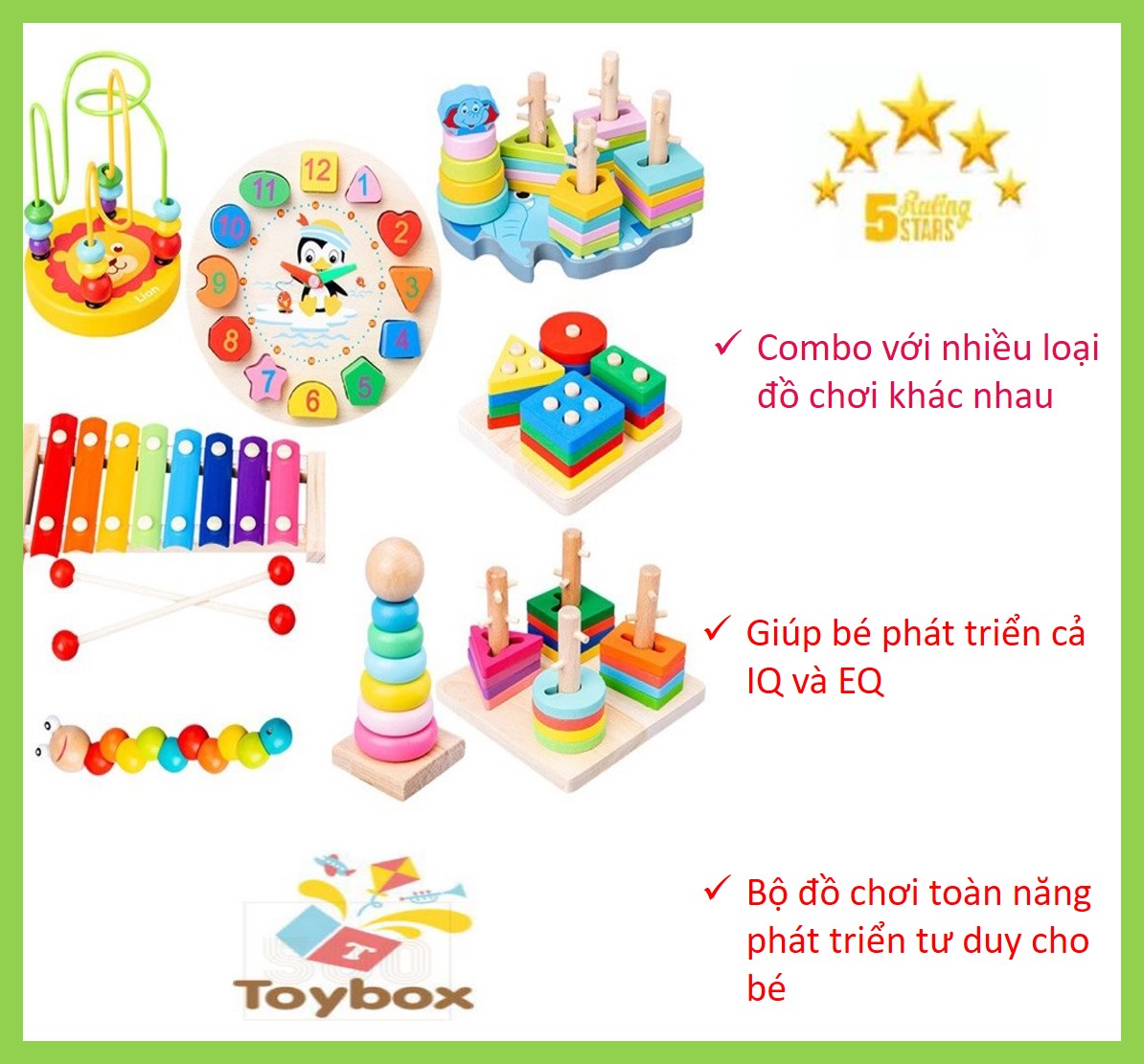 Combo 7 toy for baby intellectual development, 7 toy wood, đồ playing AIDS Montessori