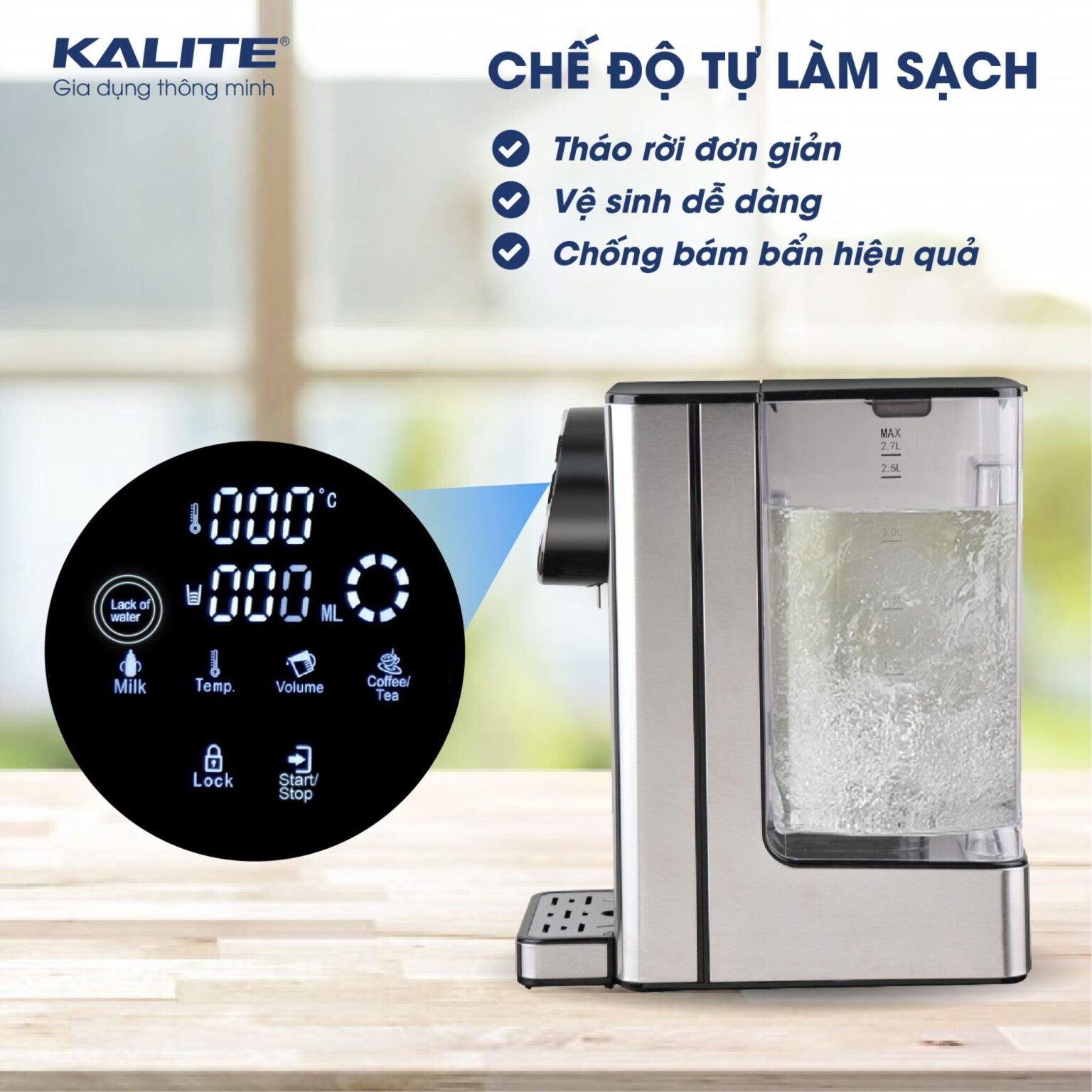Bình Thủy Điện Kalite KL-888 (Lọc + chọn mực nước + tùy chỉnh nhiệt độ)