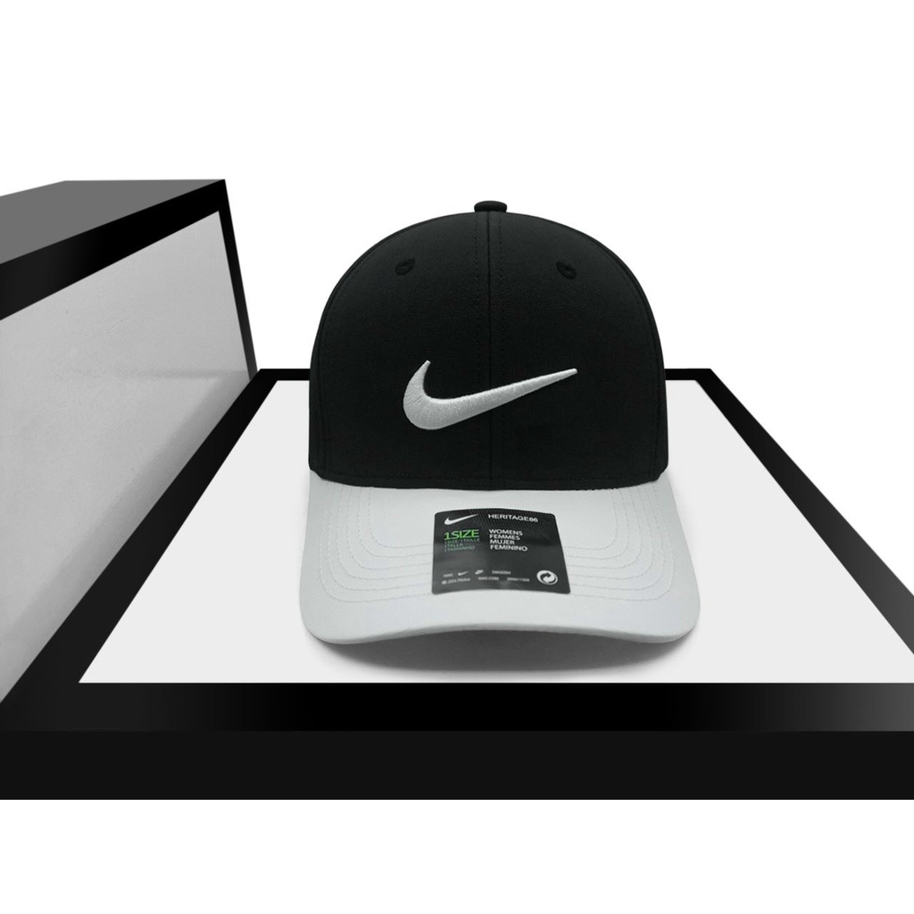 nón kết kaki lưỡi trai nike trắng đen