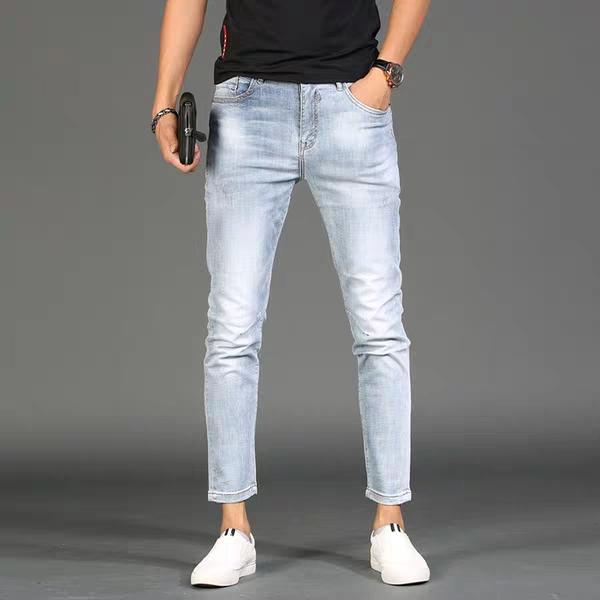 QUẦN JEAN NAM XANH TRẮNG TRƠN CO GIÃN DÁNG ÔM ỐNG CÔN 74