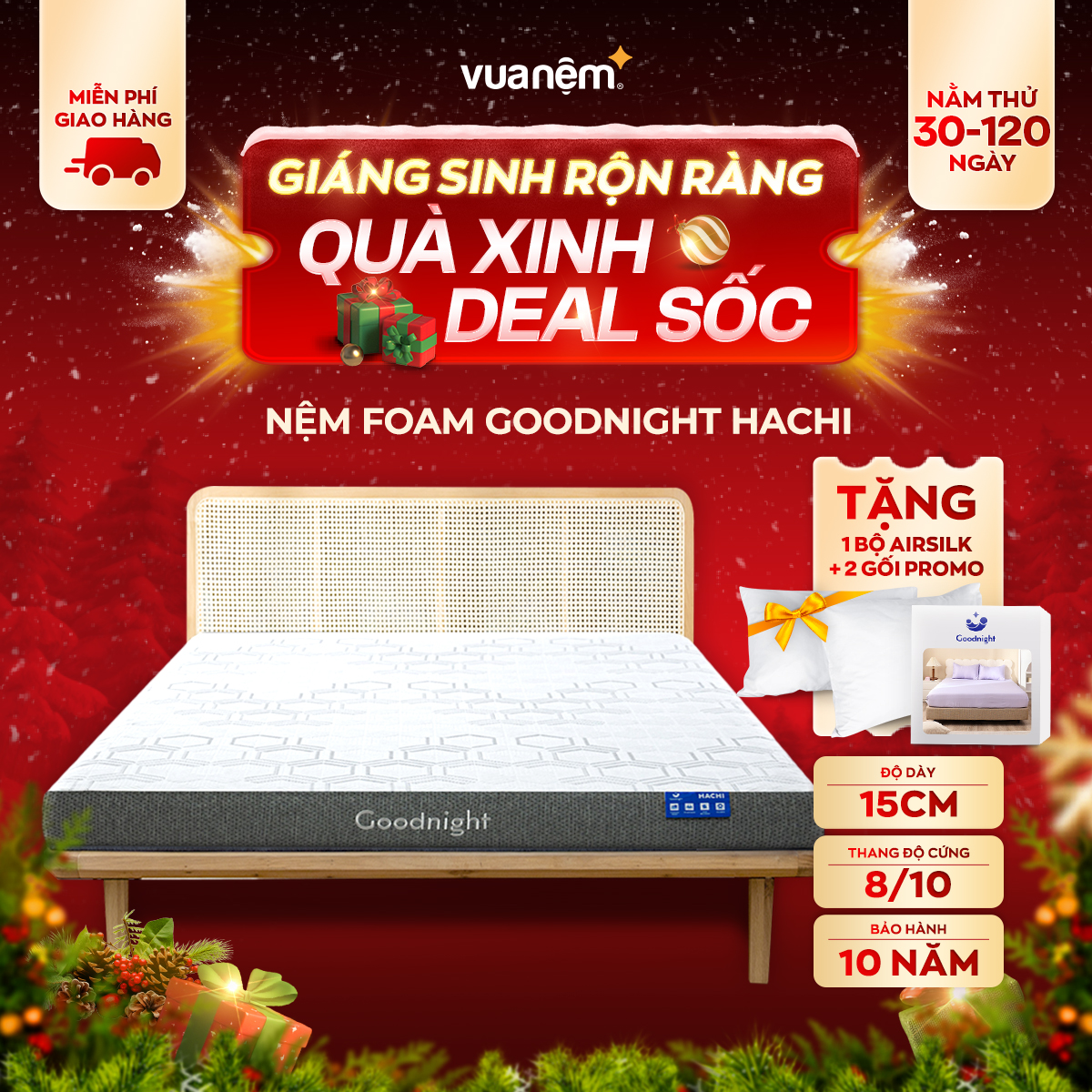 [HÀNG ĐẶT TRƯỚC] Nệm foam giảm áp lực Goodnight Hachi