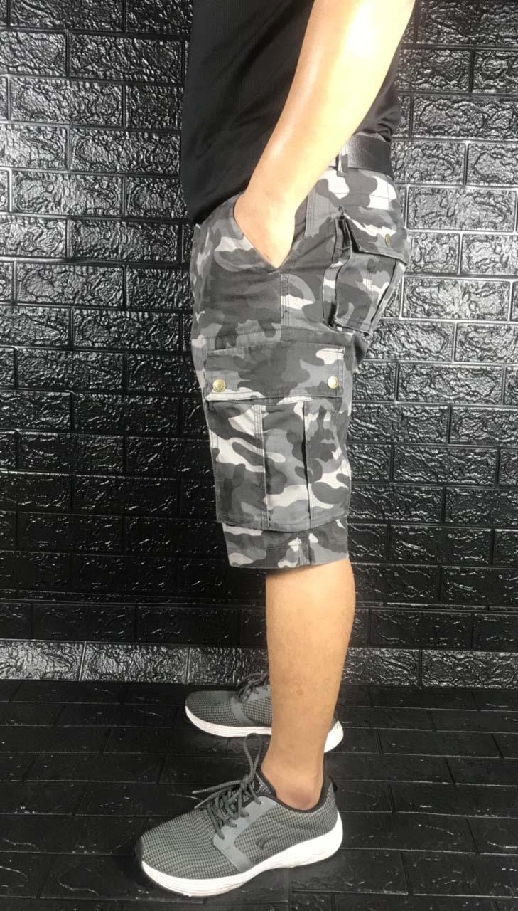 Quần Short kaki nam túi hộp phối họa tiết rằn ri lính Chất liệu kaki cao cấp hàng VNXK