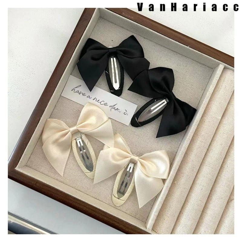 Hair Clip Satin Fabric Decorated with A Bow Solid Color Simple Style [1 Piece]