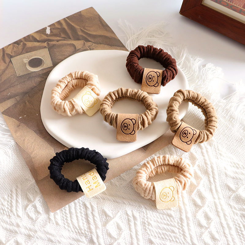 Dây thun cột tóc vải thun nhúng mặt gấu handmade dễ thương S25