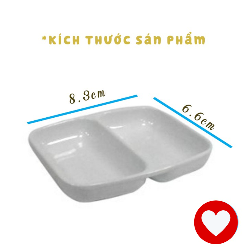Đĩa chấm 2 ngăn Việt Nhật đựng gia vị, nước chấm 1205