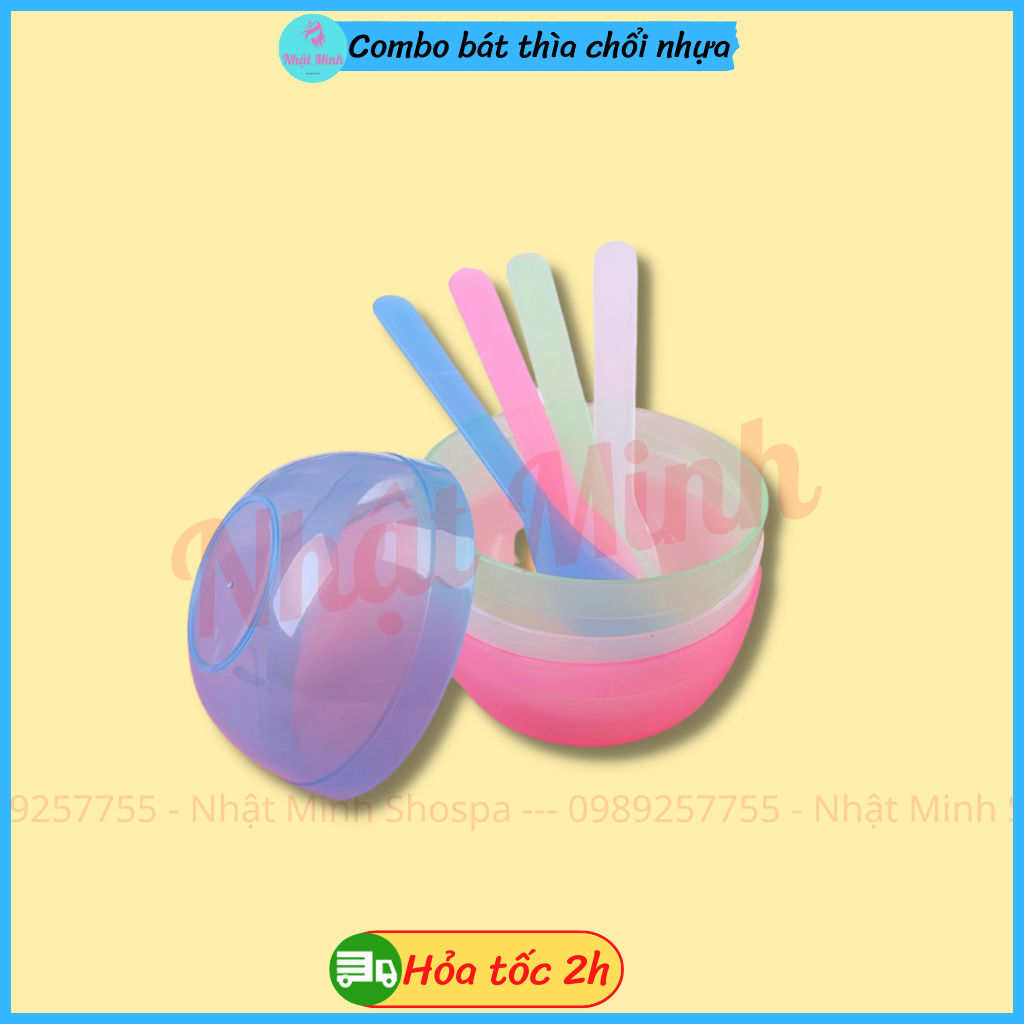 Bát thìa chổi dẻo đắp mặt nạ