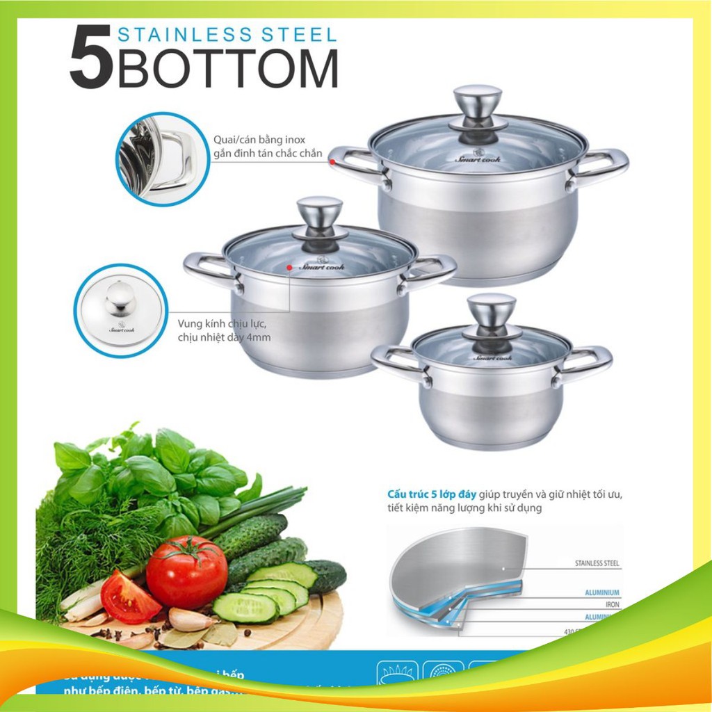 Bộ nồi inox Elmich 3 chiếc cỡ 162024cm EL3337 (Giá áp dụng giao tại HN, HCM& các tỉnh liên hệ shop)