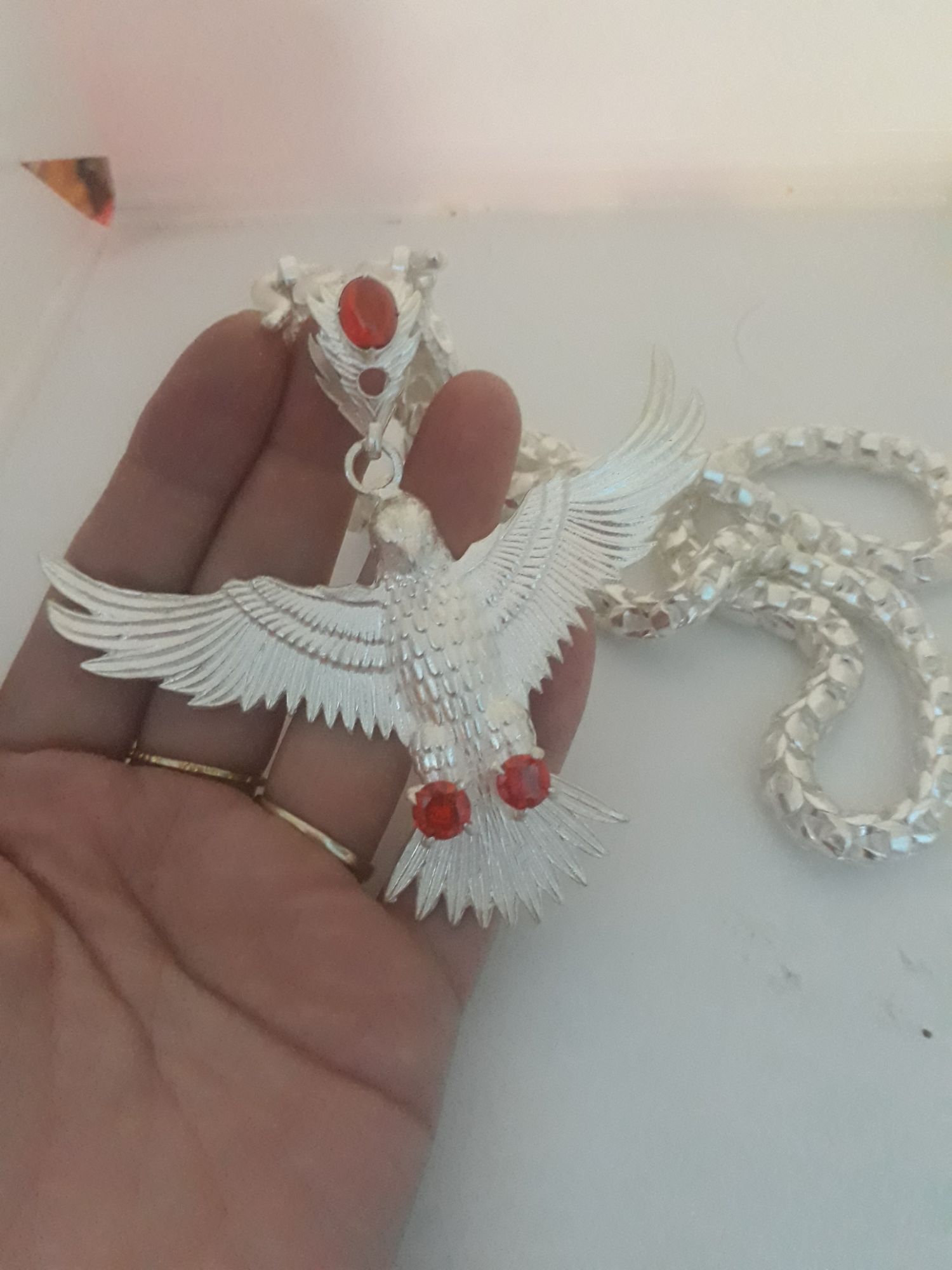 Dây chuyền bạc 5 cây và mặt đại bàng