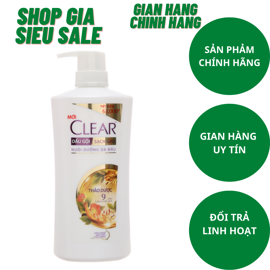 Dầu gội sạch gàu clear botanique 9 thảo dược quý 630g