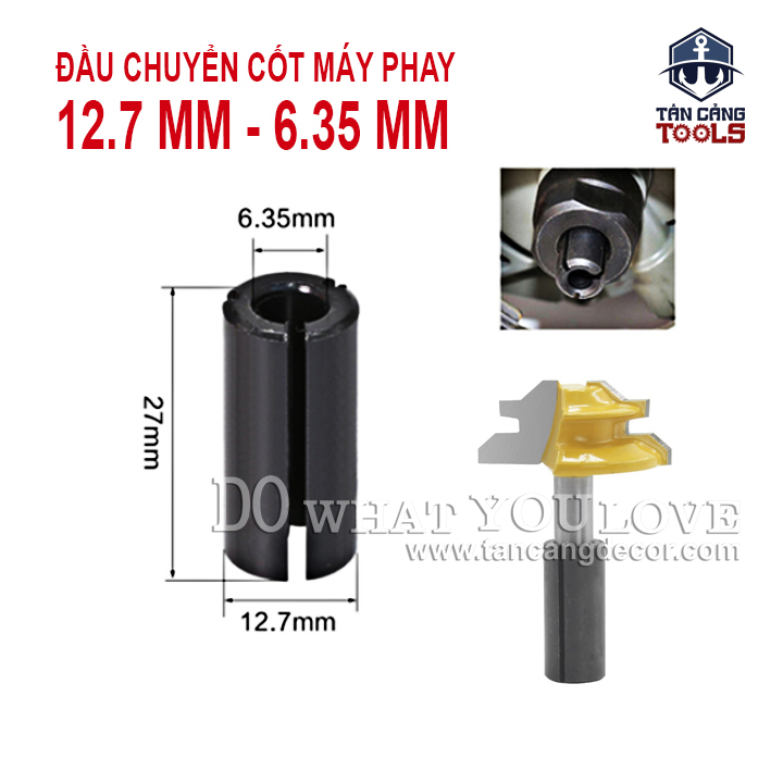 Đầu chuyển cốt máy phay 12.7 mm xuống 6.35 mm