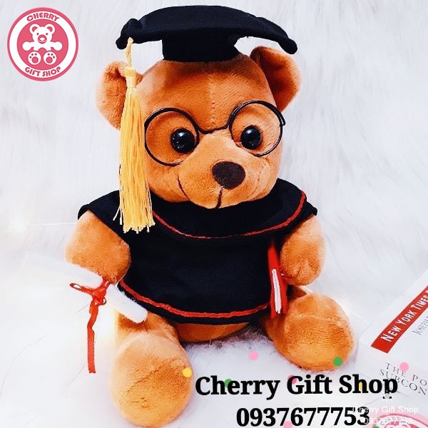 Gấu Bông Tốt Nghiệp Lông Mịn 25cm