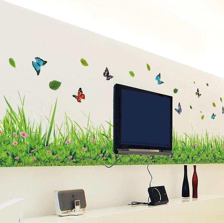 Decal dán tường chân tường cỏ xanh -A15-vivadecal