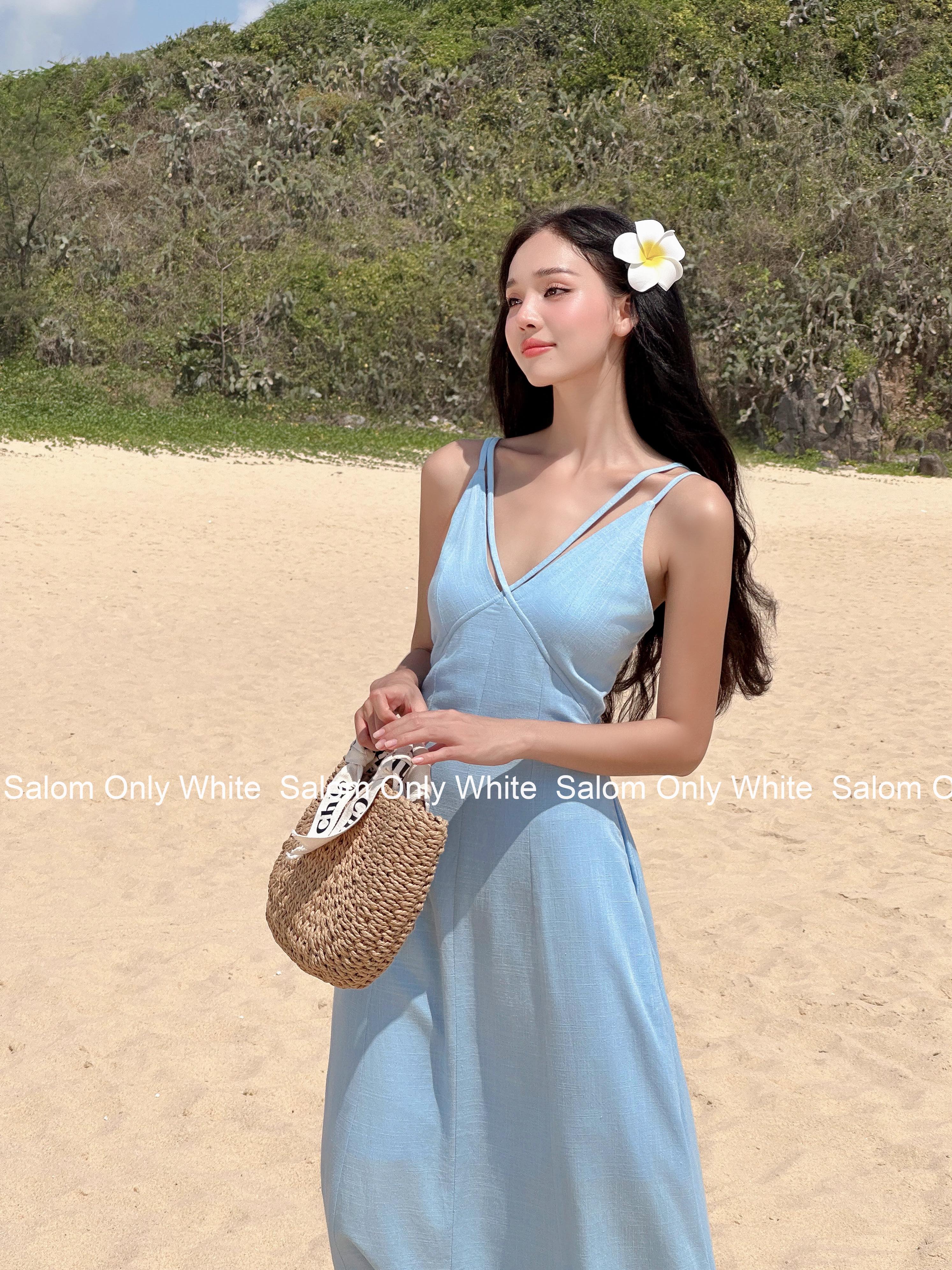 𝐌𝐚𝐲𝐚 𝐃𝐫𝐞𝐬𝐬 - Đầm hai dây maxi linen nữ tính Salom (Ảnh thật chính chủ)