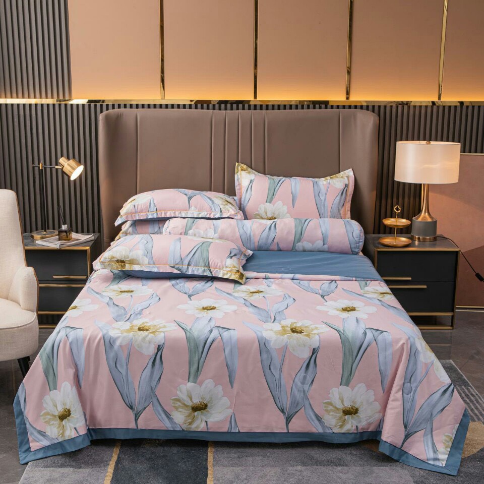Sét 4 món Bộ, ga , gối +  chăn, hè trần bông  lụa  tencel