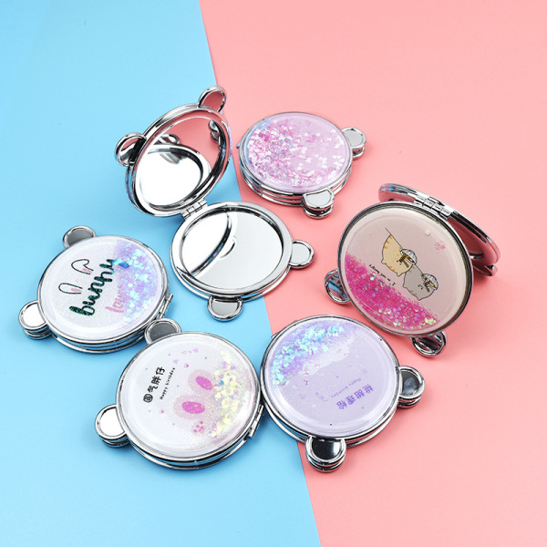 [HB Gift] Gương trang điểm mini, gương nhũ soi được 2 mặt, thiết kế vỏ kim tuyến nước lấp lánh chất lượng cao giá rẻ